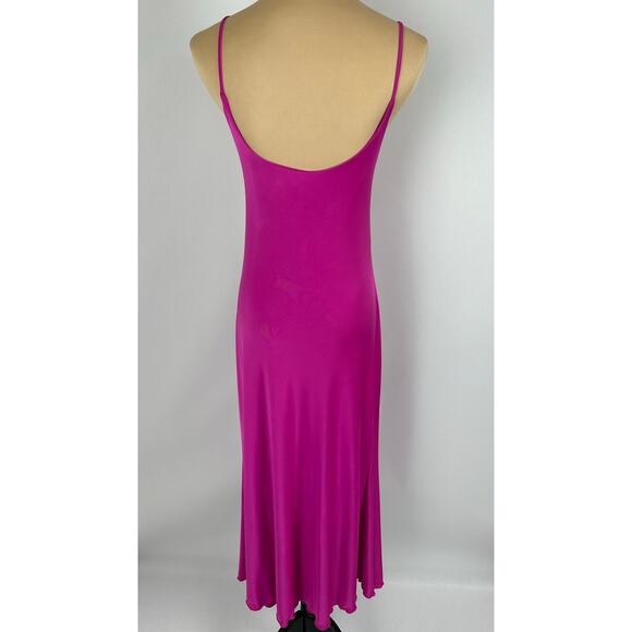 Sincerely Jules Size Large Pink 90s Slinky Slip dress Midi Cowl Neck Barbiecore - Picture 2 of 9